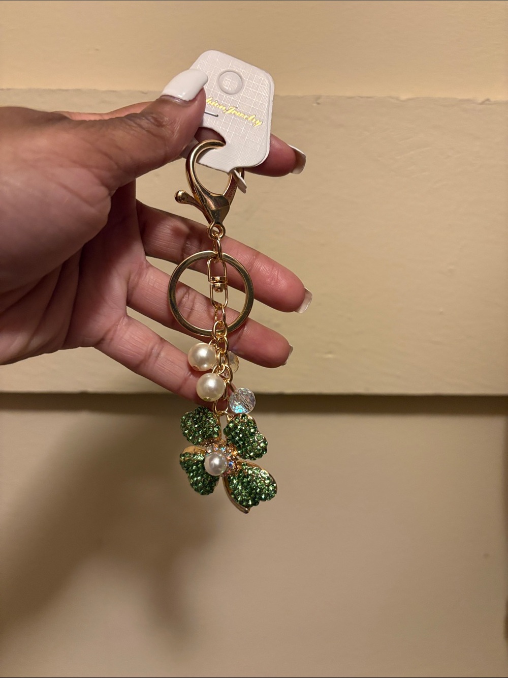 Bling clover bag charm